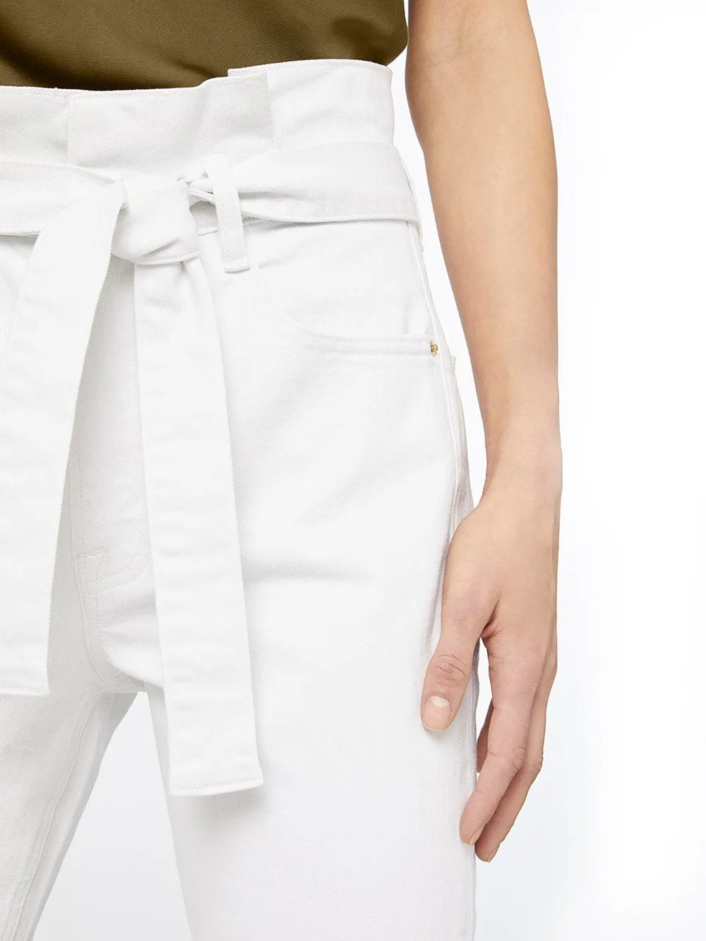 Belted Pleated Pegged Jean -- Blanc