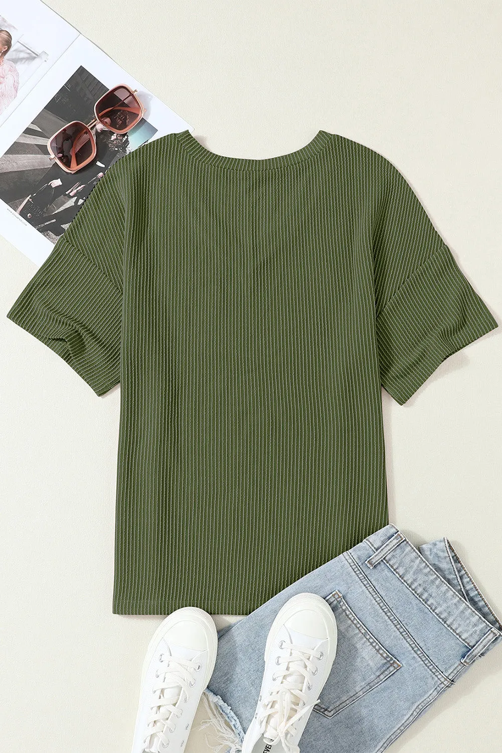 Corded Chest Loose T-shirt