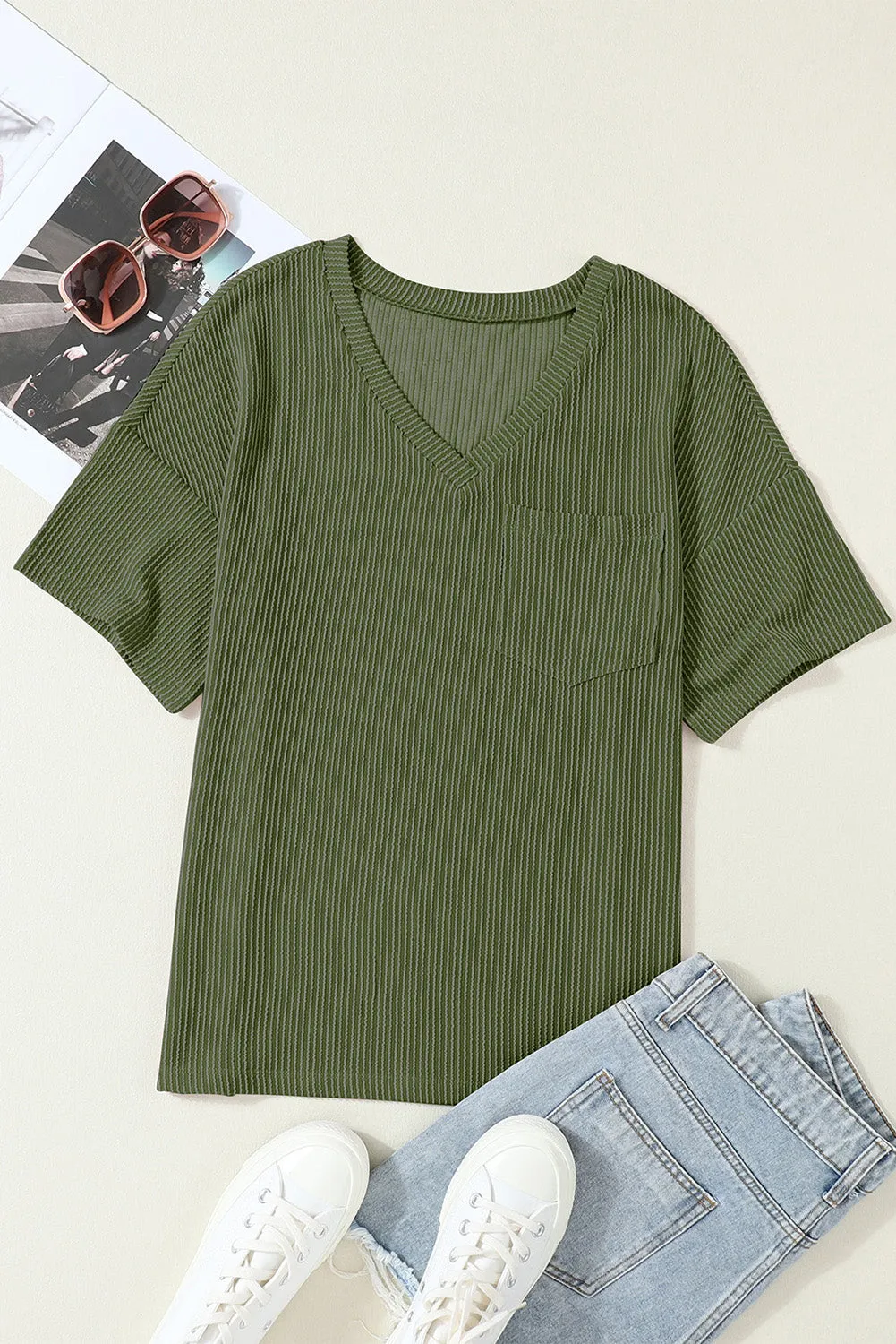 Corded Chest Loose T-shirt