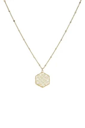 Fashion Pearl Wraps Hexagon Pendant Necklace