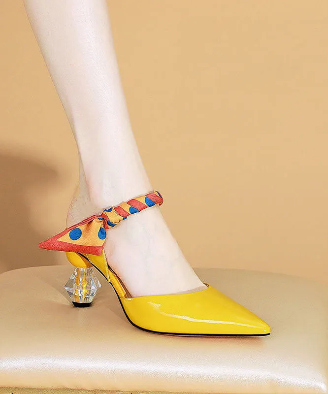 Fashion Yellow Pointed Toe Soft High Heel Slippers LC0187