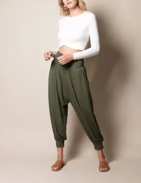 Flowy Harem Pants - Olive