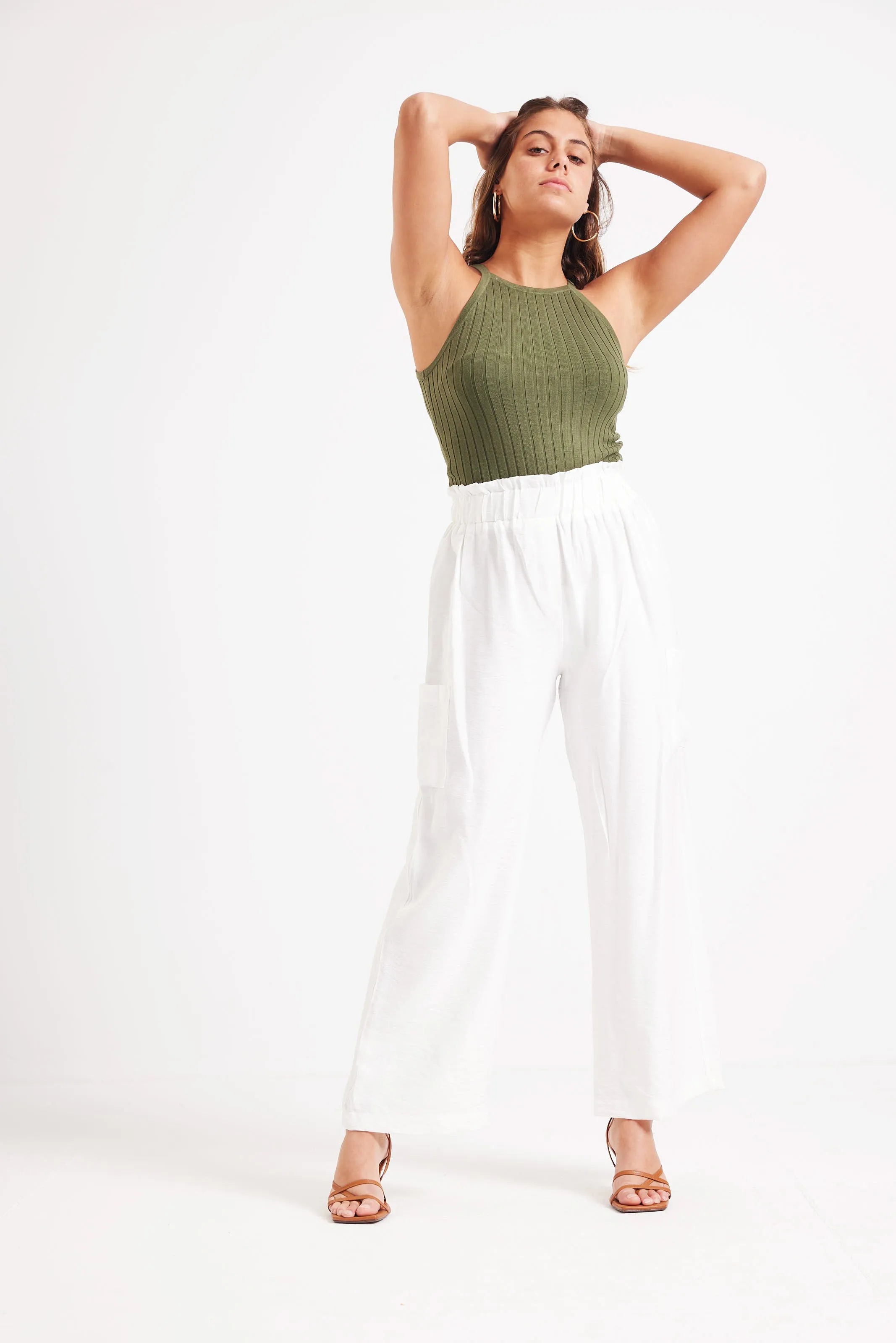 FLOWY WIDE LEG PANTS - WHITE