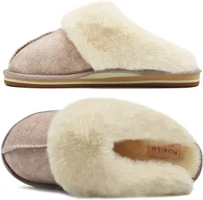 Fluffy Beige Dual Memory Foam Slippers