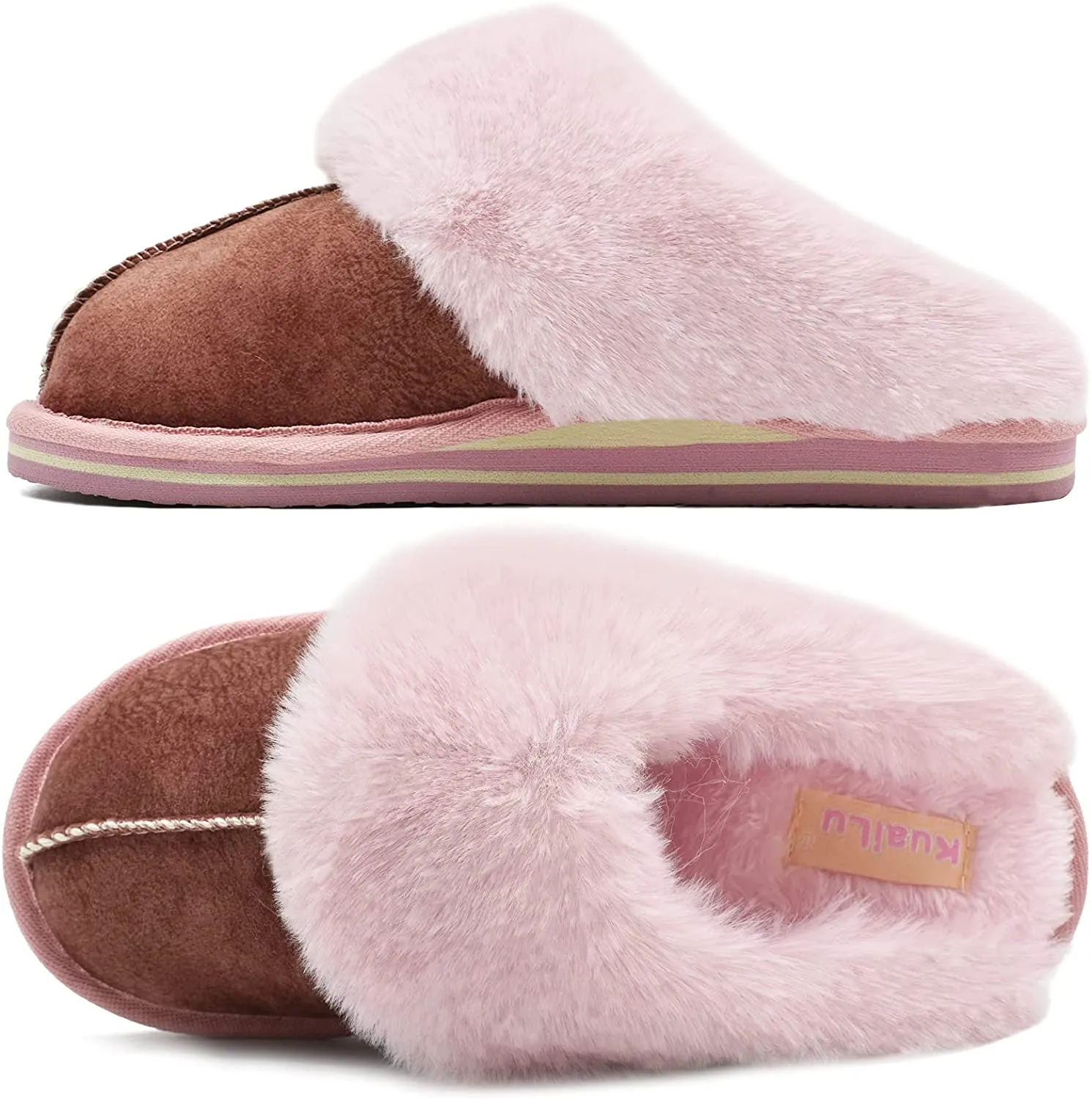 Fluffy Beige Dual Memory Foam Slippers