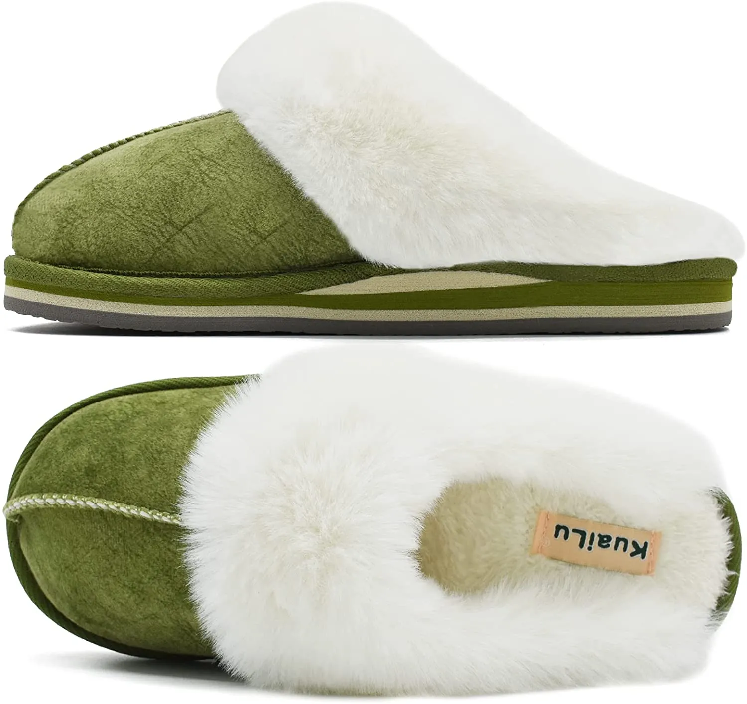 Fluffy Beige Dual Memory Foam Slippers