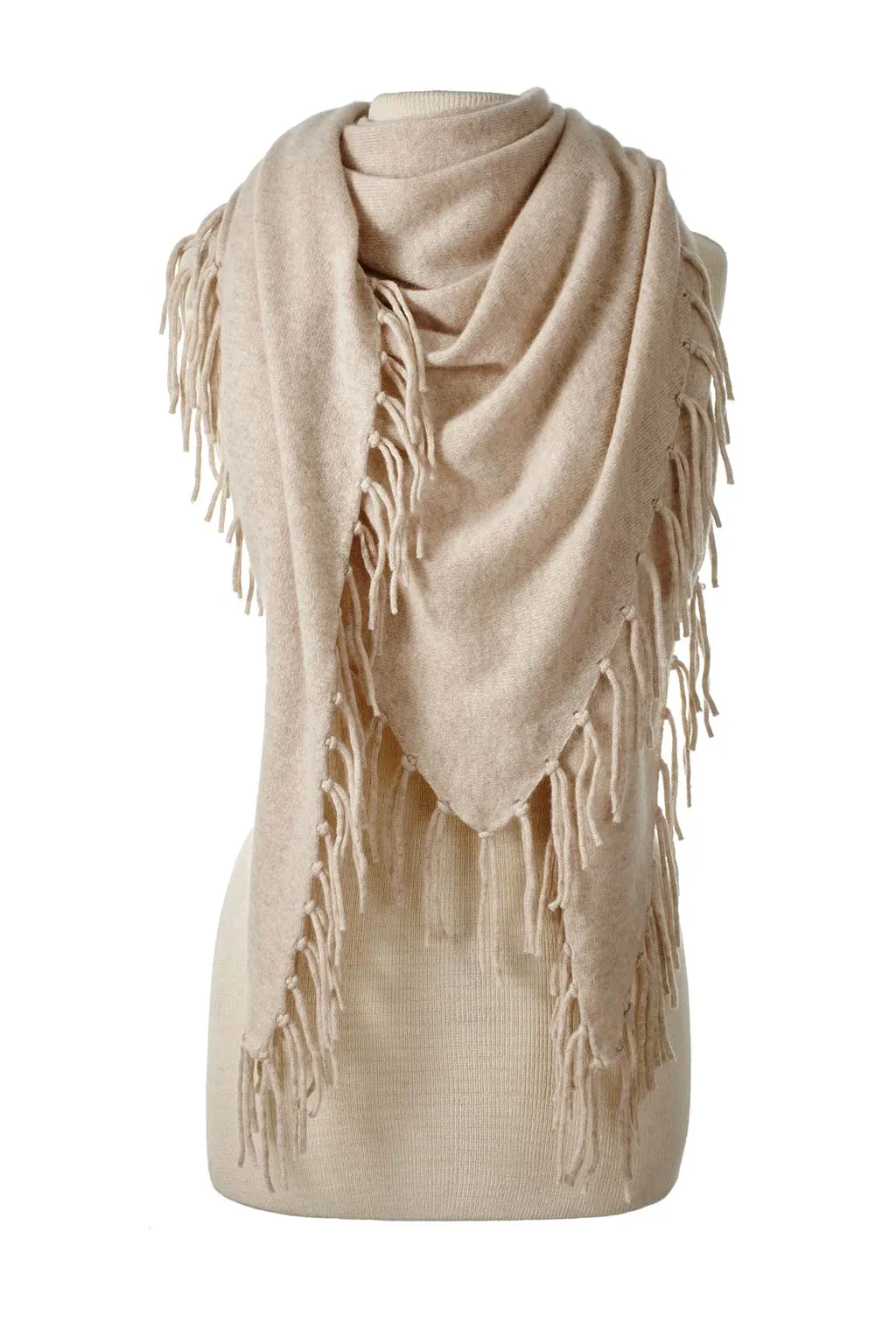 Fringed Triangle Wrap - Flax