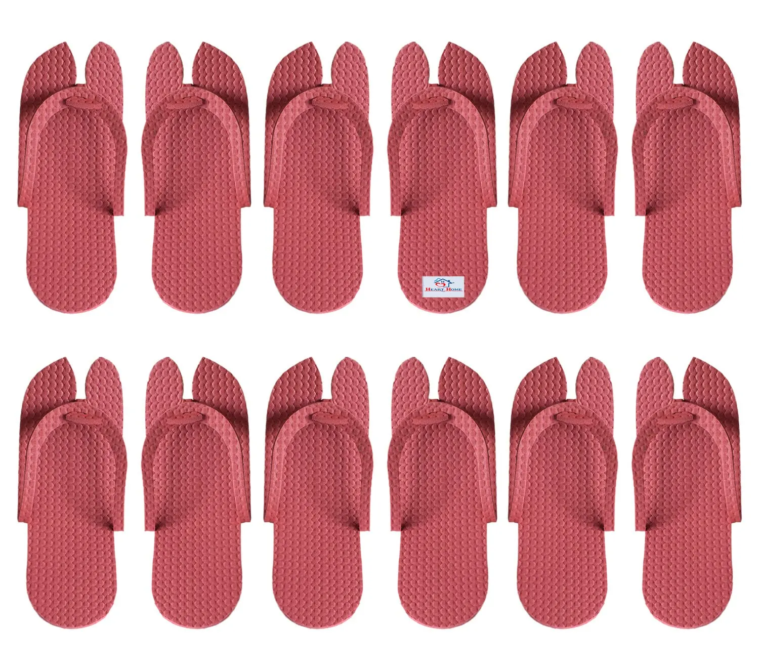 Heart Home Rubber Bathroom Slipper for Men & Women 6 Pair (Red) 54HH4211.