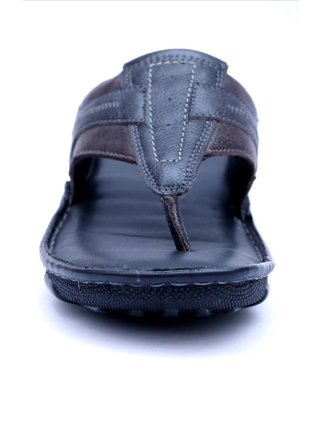 HITZ9220 Men's Black Leather Casual Open Slipper