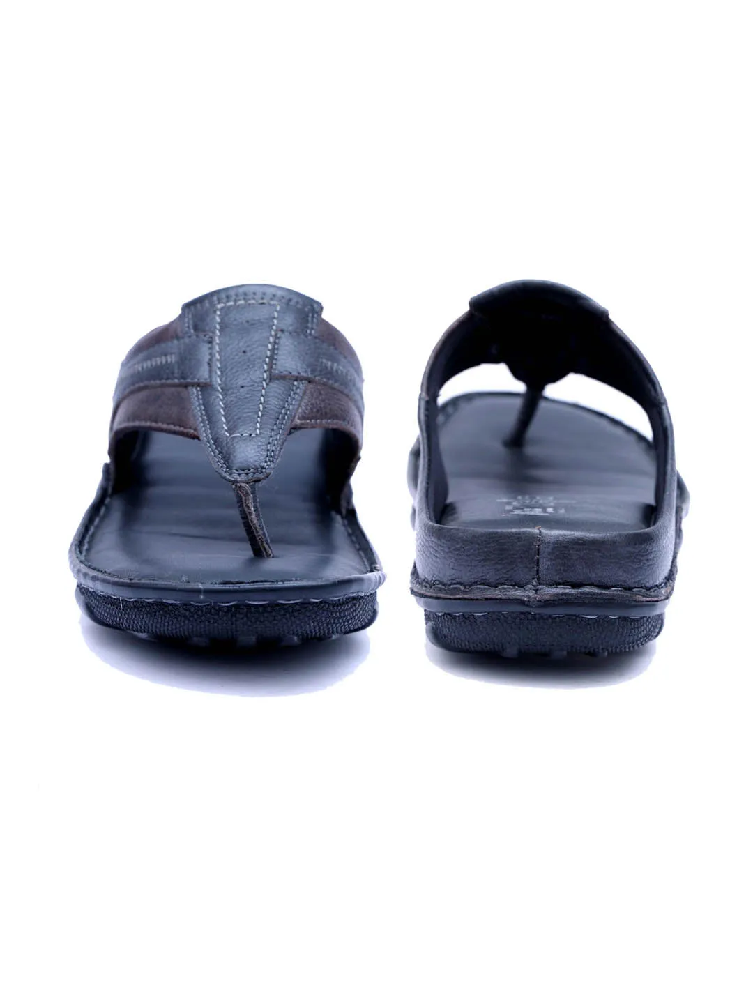 HITZ9220 Men's Black Leather Casual Open Slipper