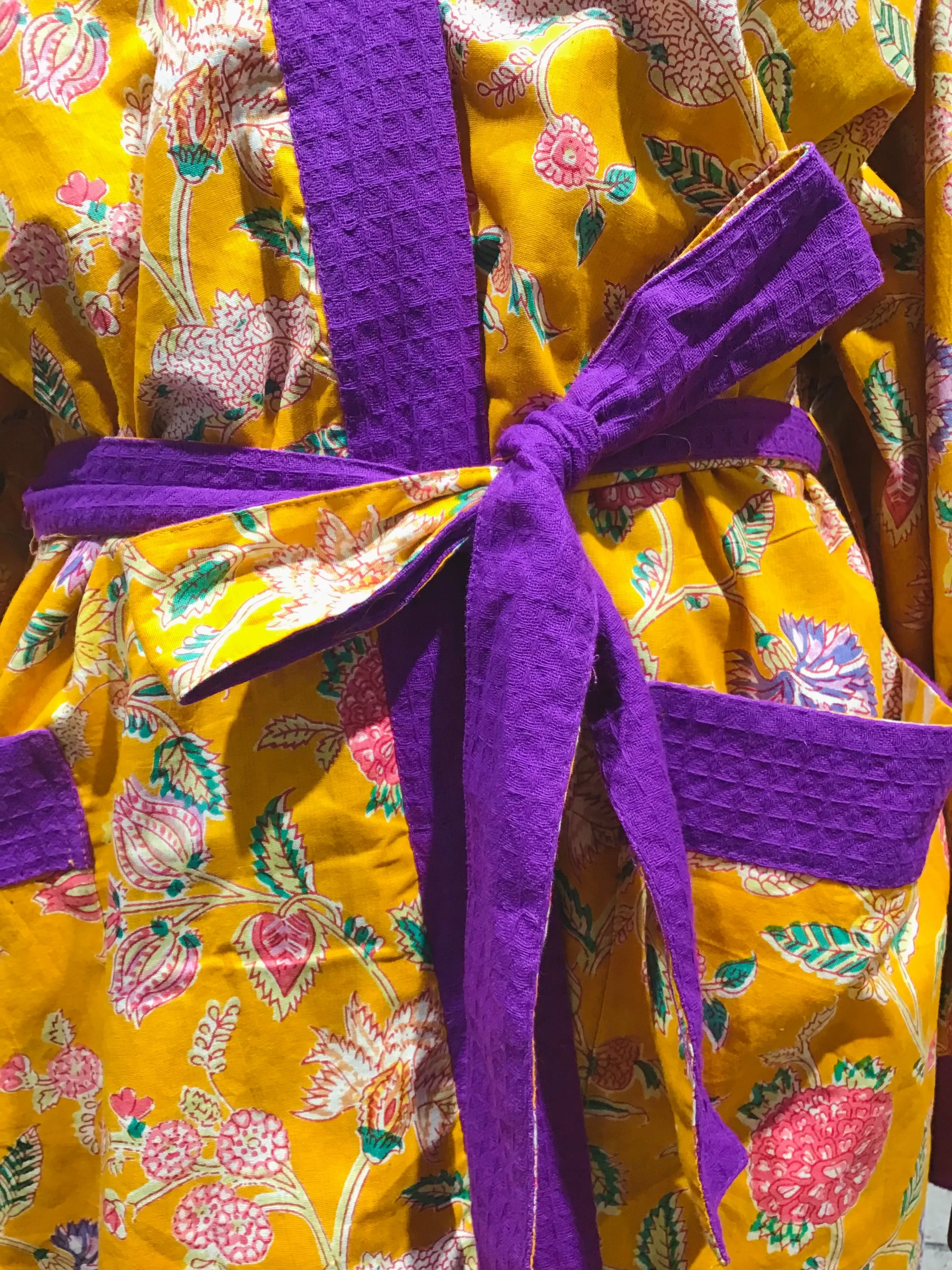 Indian summer waffle robe with purple