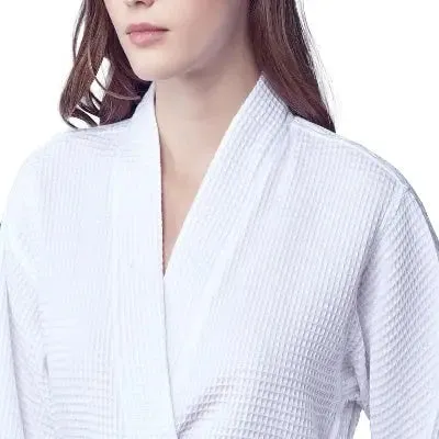 Knee-Length Waffle Kimono Robe for Women