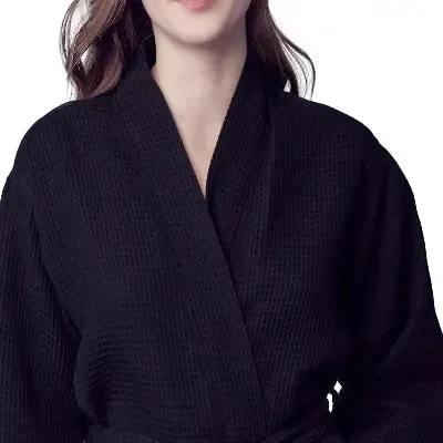 Knee-Length Waffle Kimono Robe for Women