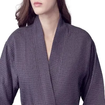 Knee-Length Waffle Kimono Robe for Women