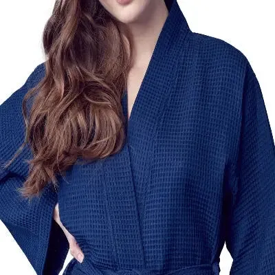 Knee-Length Waffle Kimono Robe for Women