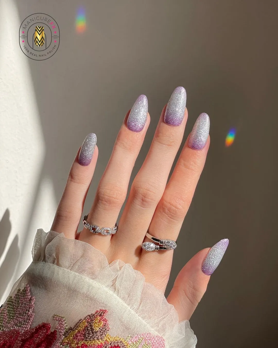 Lavender Nails With Glitter - Nail Wraps (Standard)