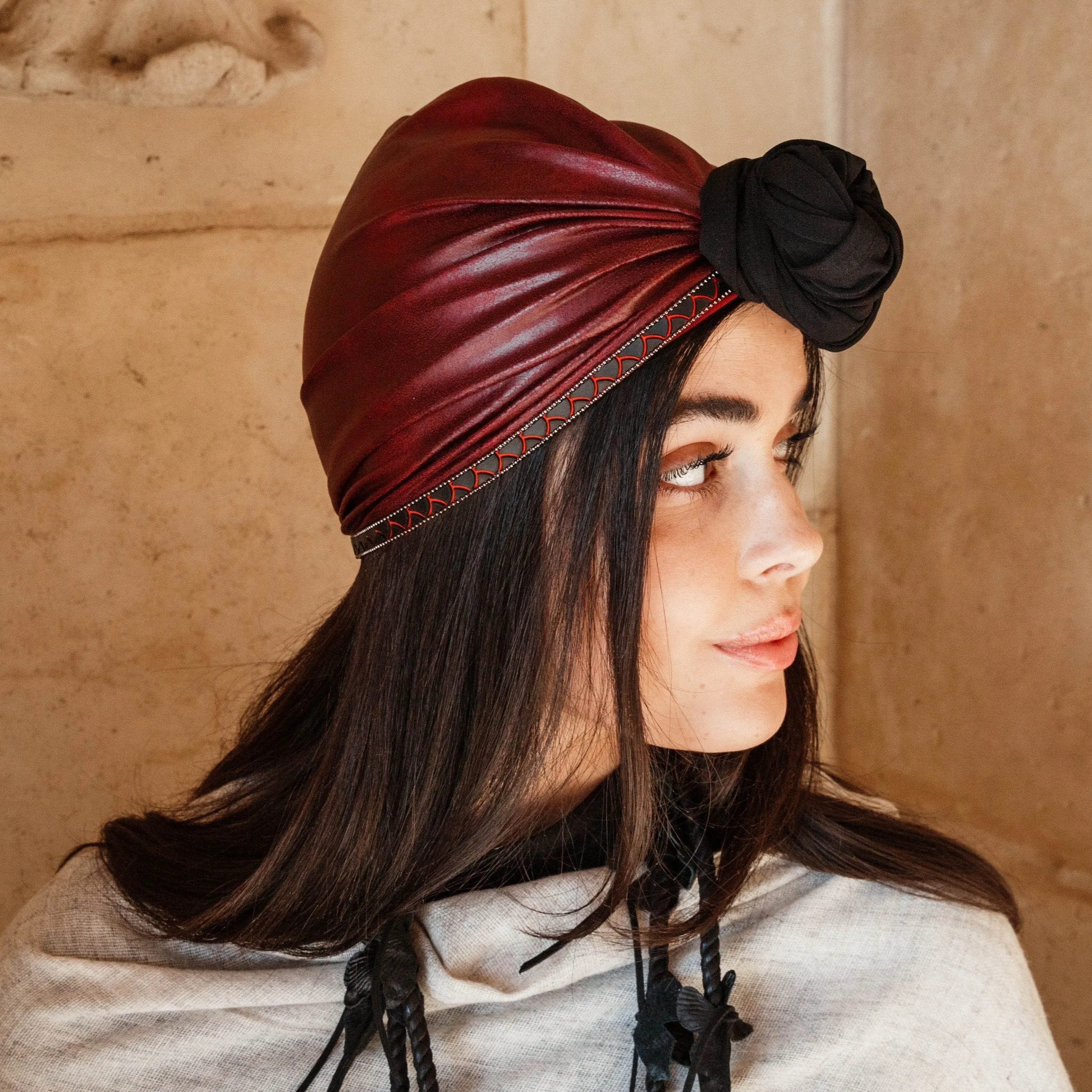 Leathered Cherry Turban