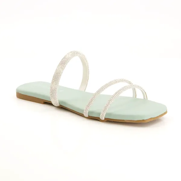 Light Green Fancy Slippers for women