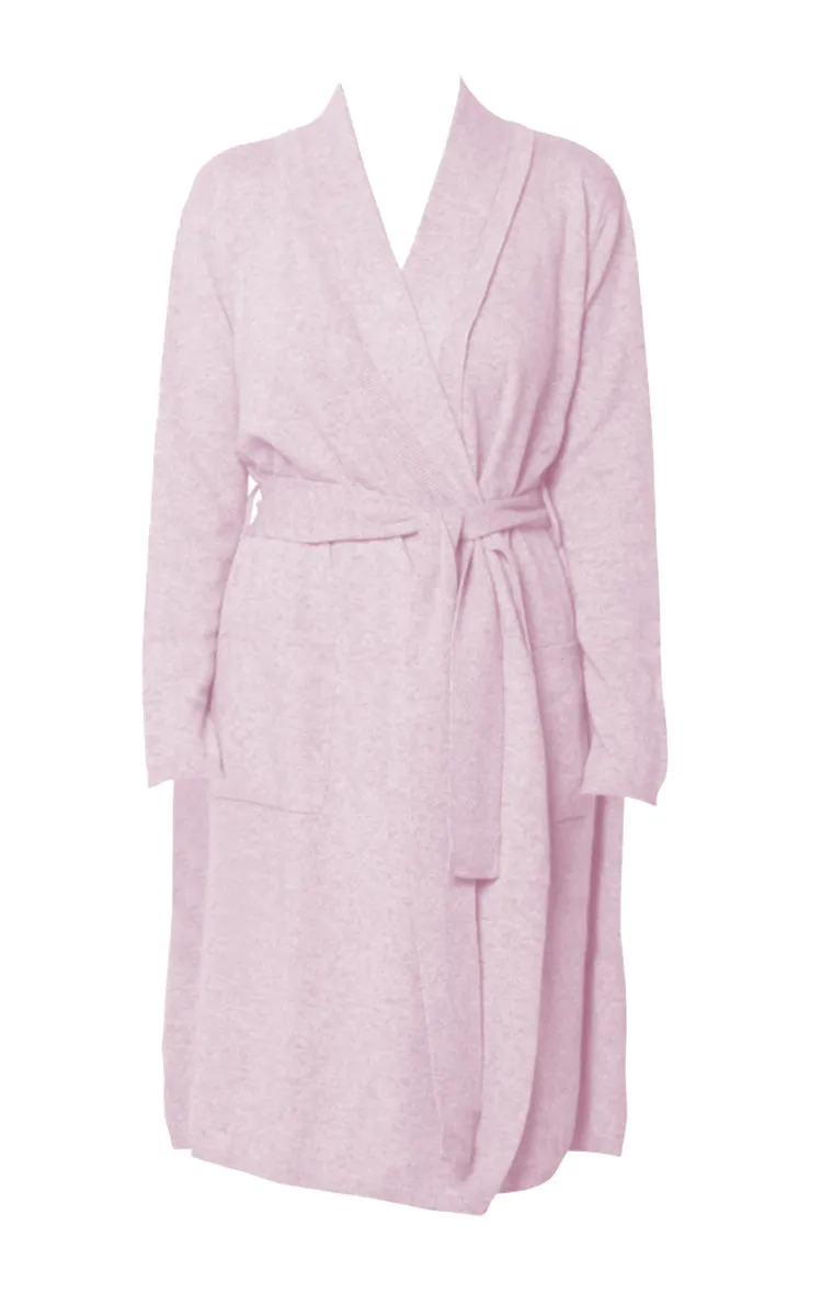 Love & Lustre 100% Cashmere Robe with Long Sleeve in Blush