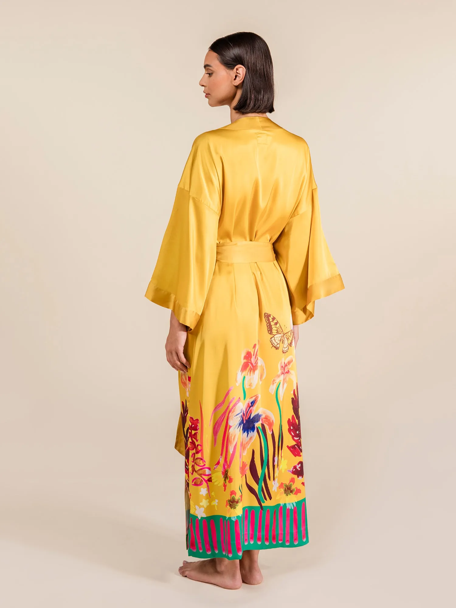 Marigold Silk Satin Robe