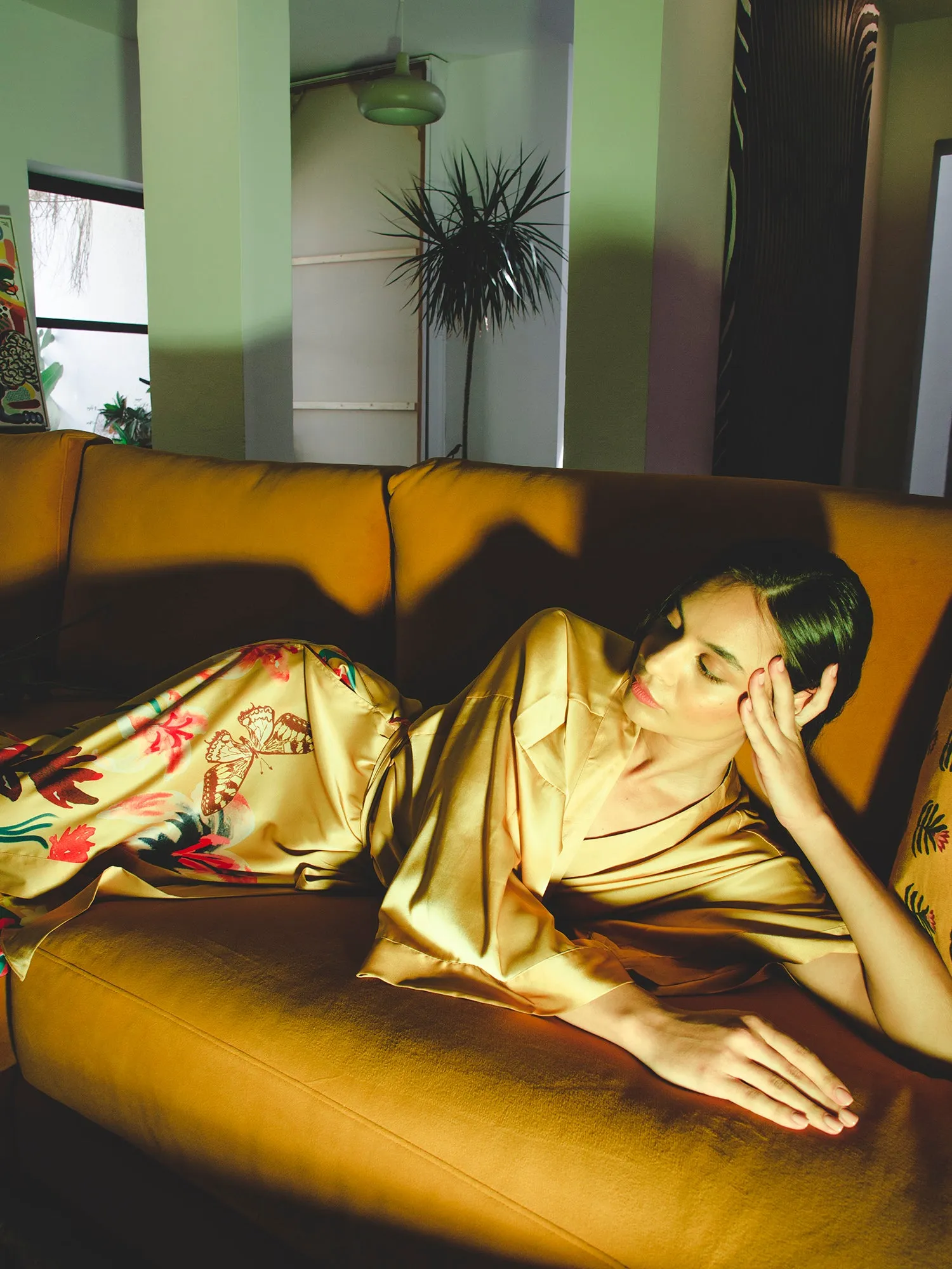 Marigold Silk Satin Robe