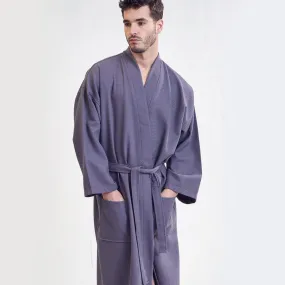 Men's Spa Cotton Turkish Bathrobe, Luxury & Absorbent, Breathable & Softness, (Gray)