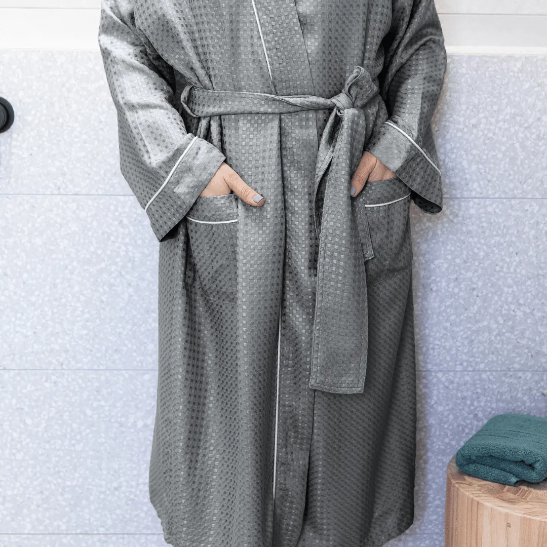 Organic Bamboo Waffle Robe - Grey