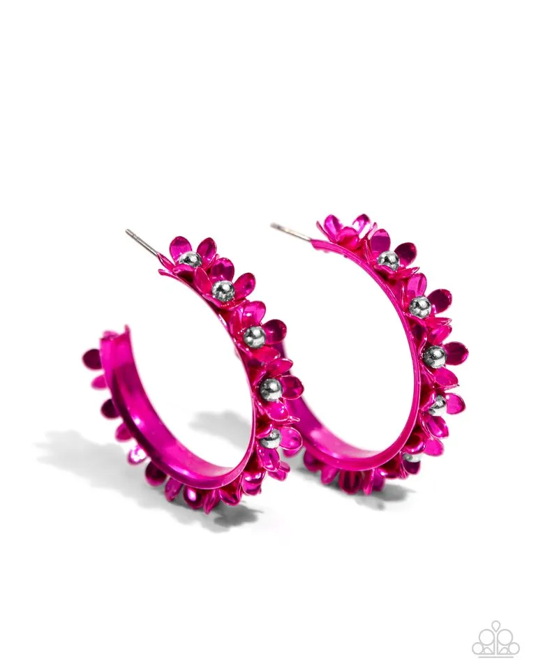 Paparazzi Earring ~ Fashionable Flower Crown - Pink