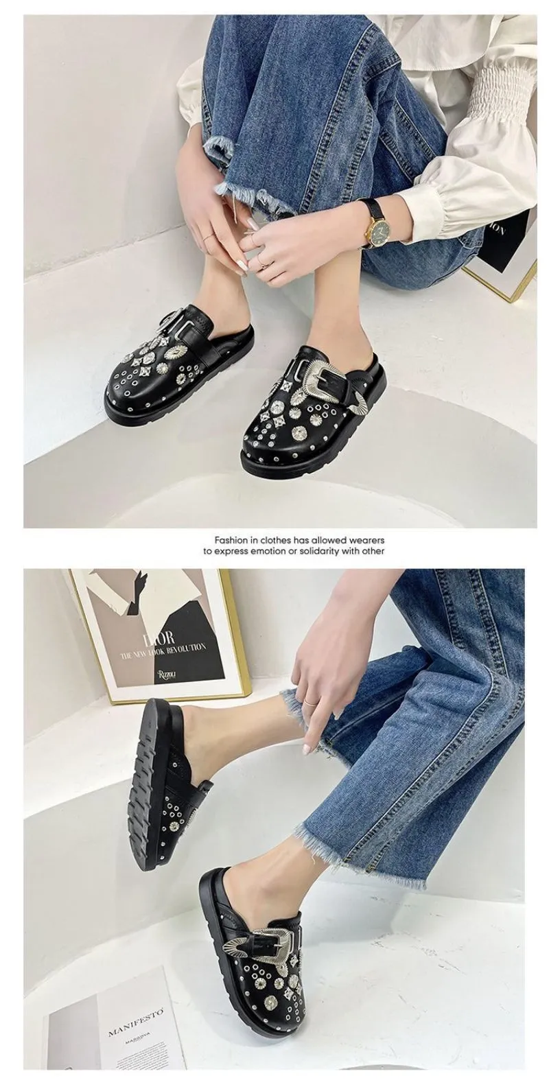 Punk Metal Rivet Slippers crocs- King Stone Brothers and Co™️