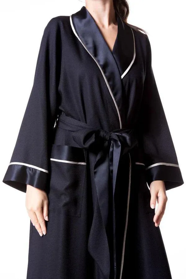 Silk long waffle robe