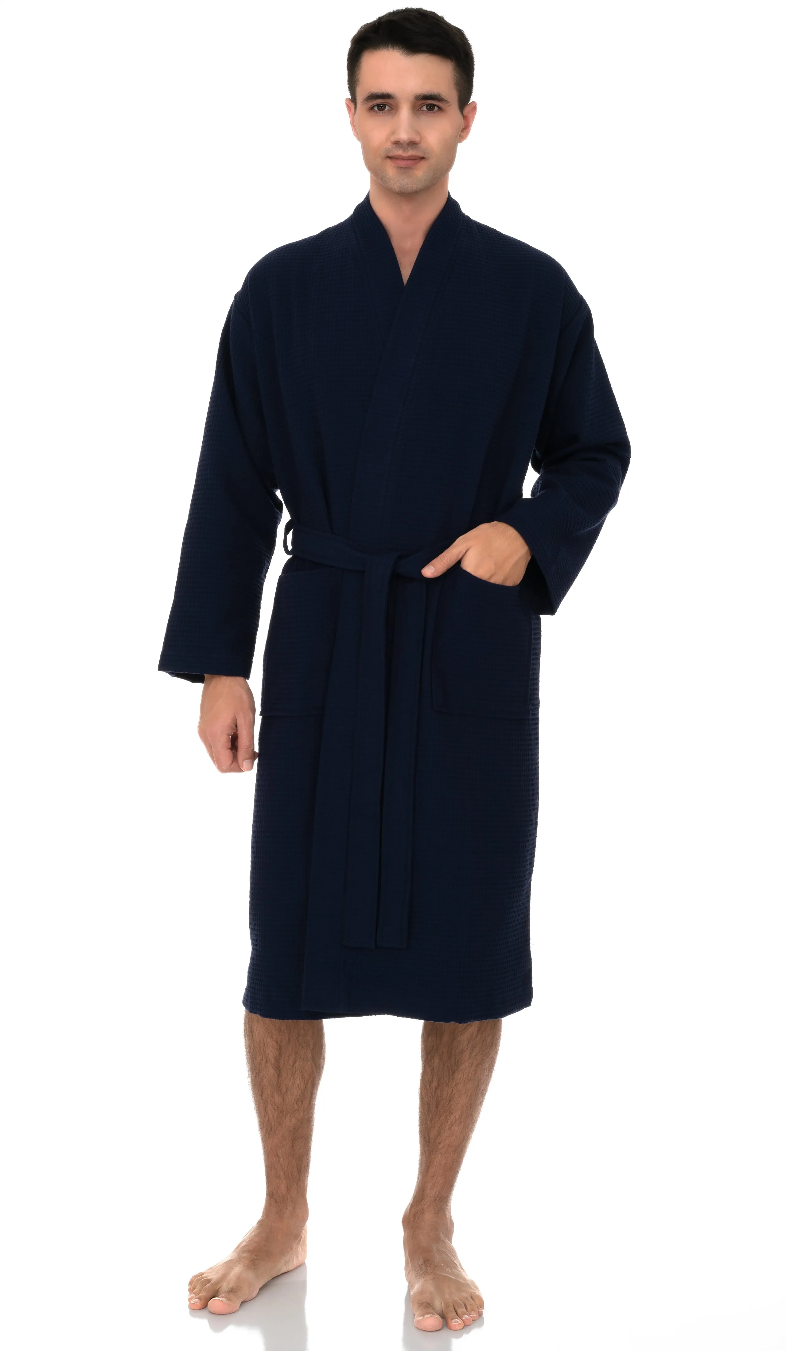 TowelSelections Mens Robe, Waffle Spa Bathrobe, Soft Kimono Bath Robe