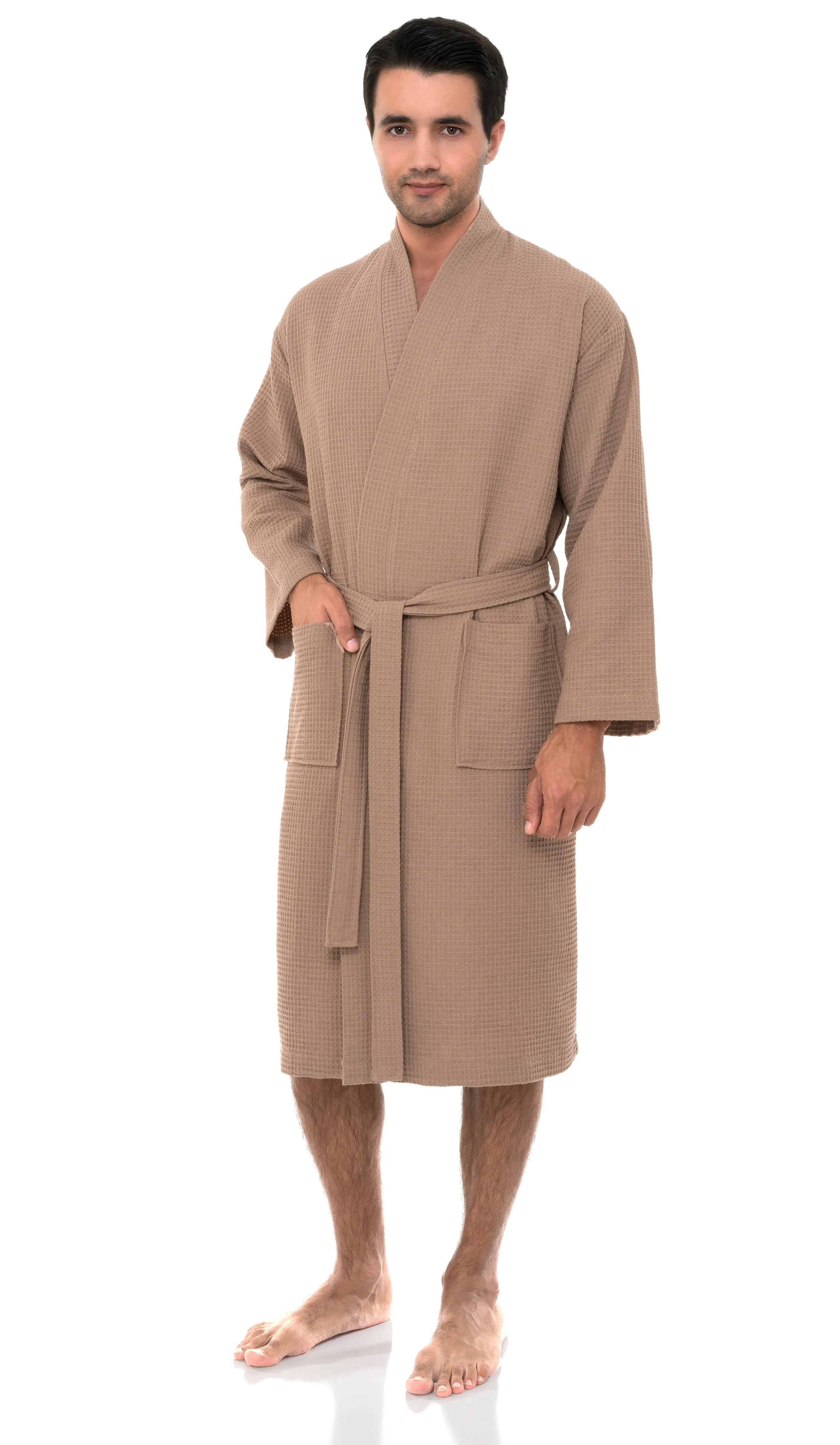 TowelSelections Mens Robe, Waffle Spa Bathrobe, Soft Kimono Bath Robe