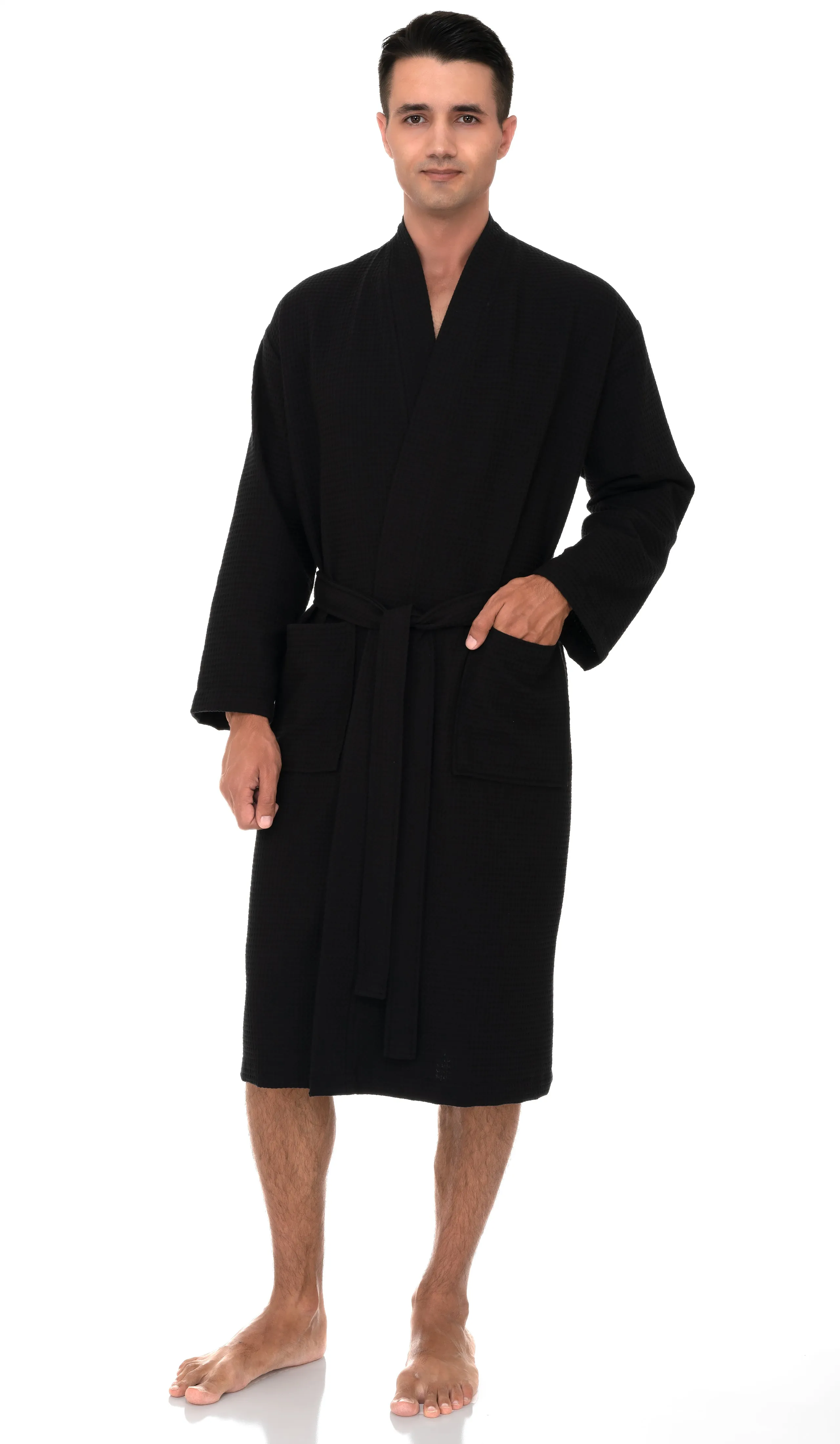 TowelSelections Mens Robe, Waffle Spa Bathrobe, Soft Kimono Bath Robe