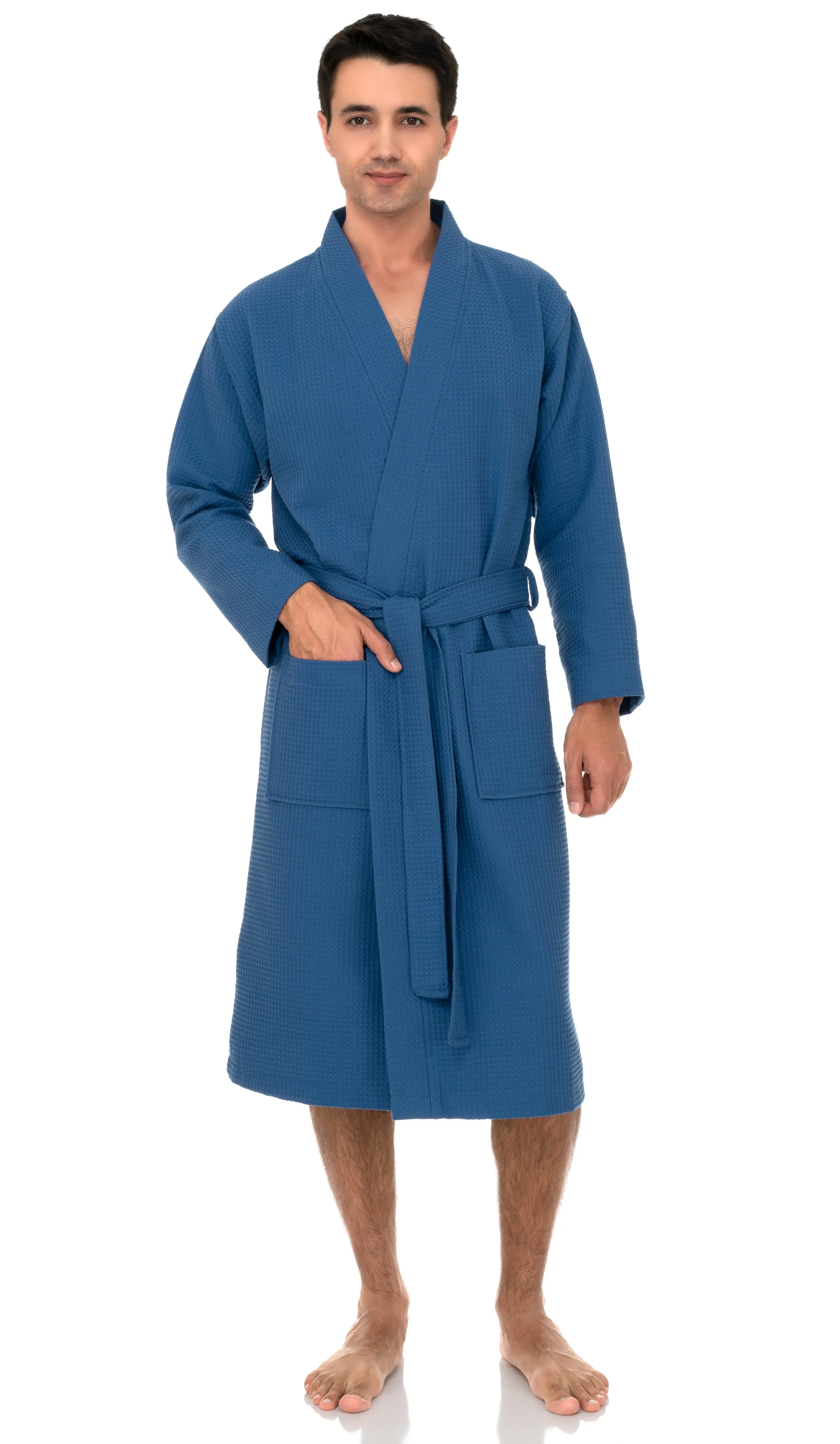 TowelSelections Mens Robe, Waffle Spa Bathrobe, Soft Kimono Bath Robe