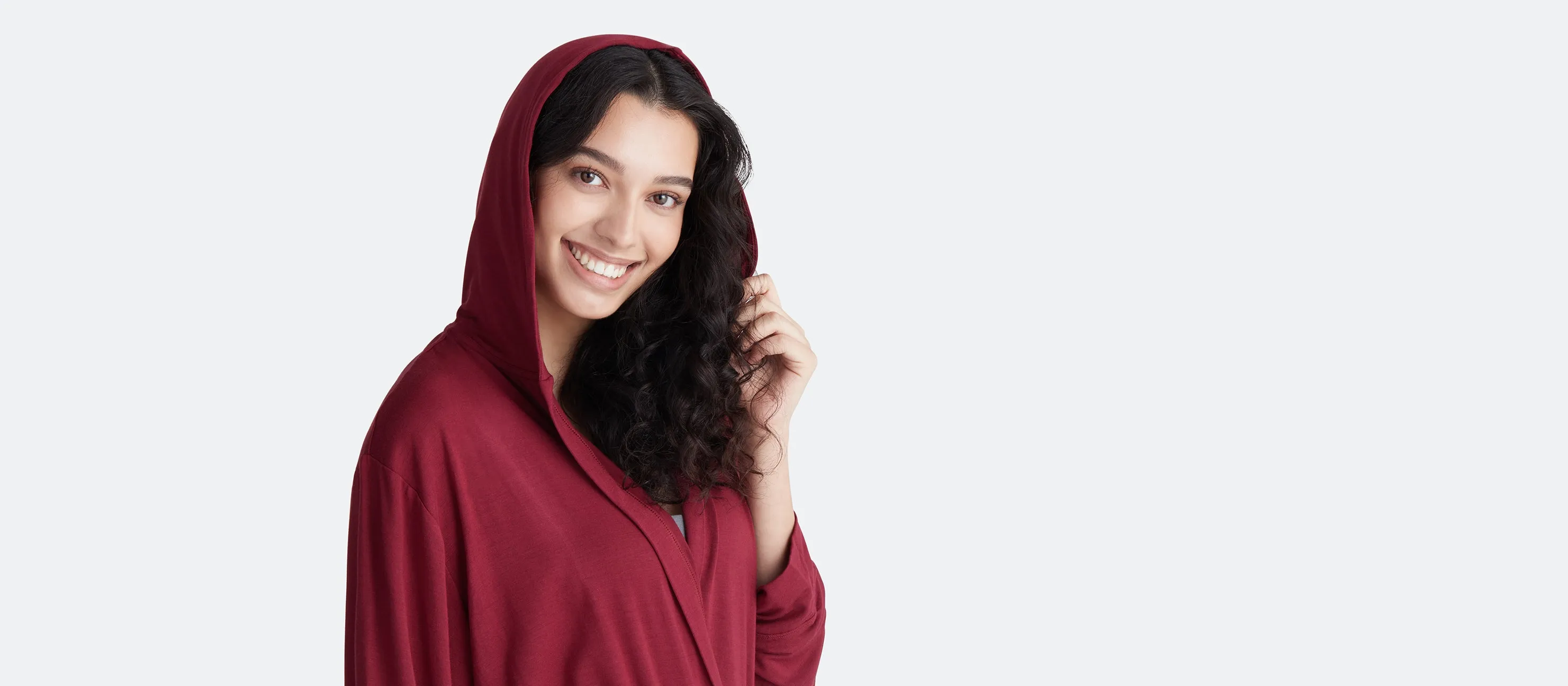 Unisex Hooded Modal Robe | Cabernet