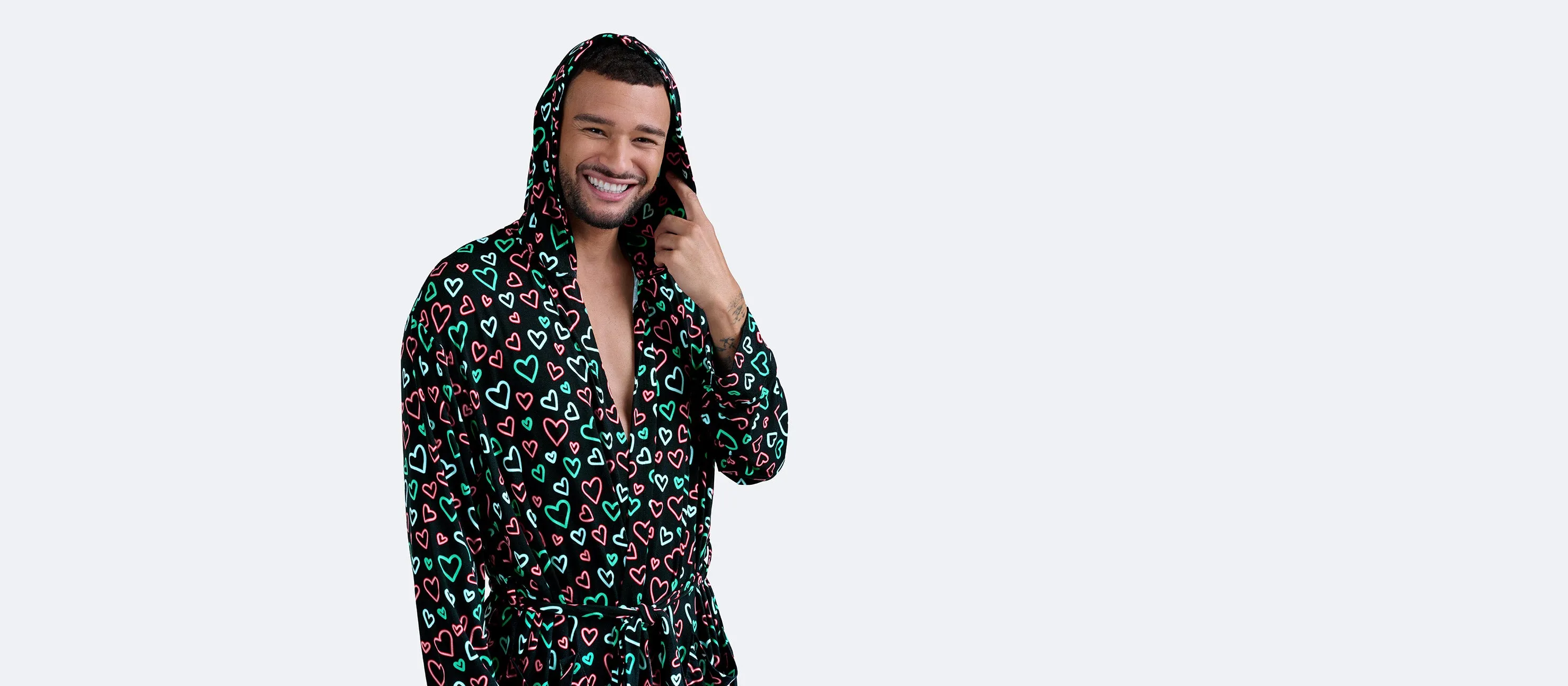 Unisex Hooded Modal Robe | Electric Hearts