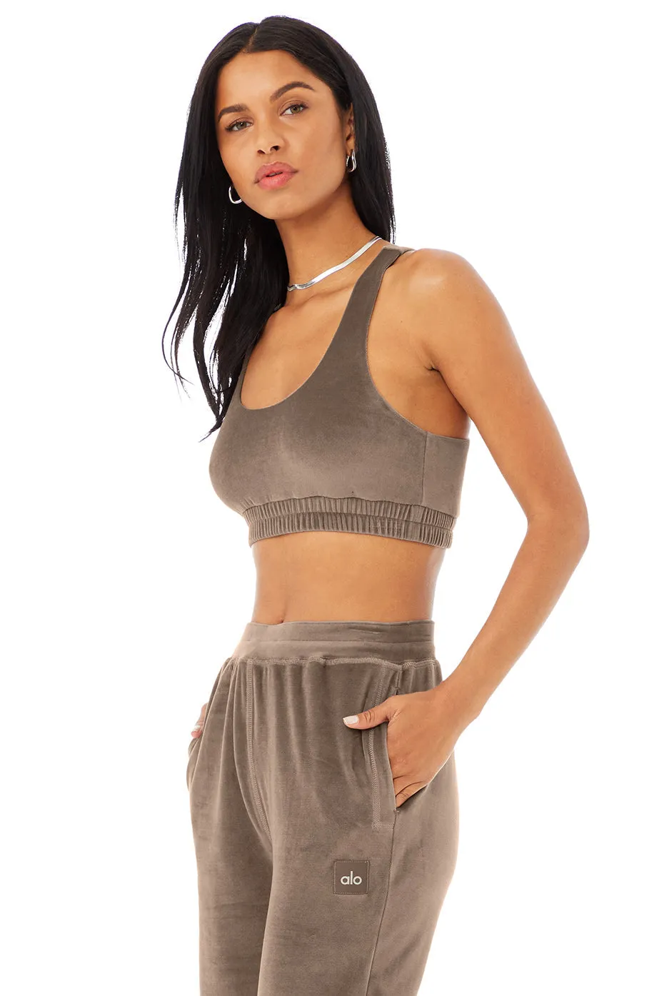 Velour Glimmer Scoop Neck Bra - Hot Cocoa