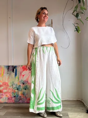 Vintage cacti printed linen pants