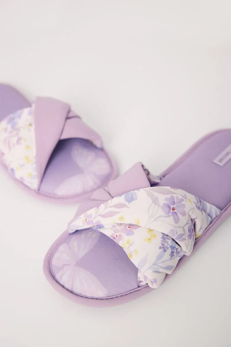 Violet open slippers