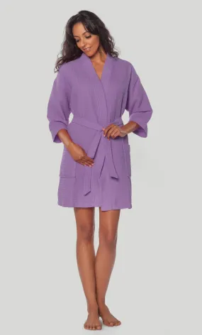 Waffle Kimono Lavender Short Robe